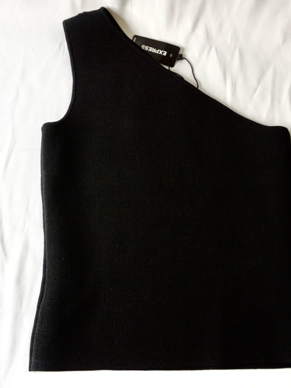 Express Black Asymmetric One-Shoulder Knit Tank